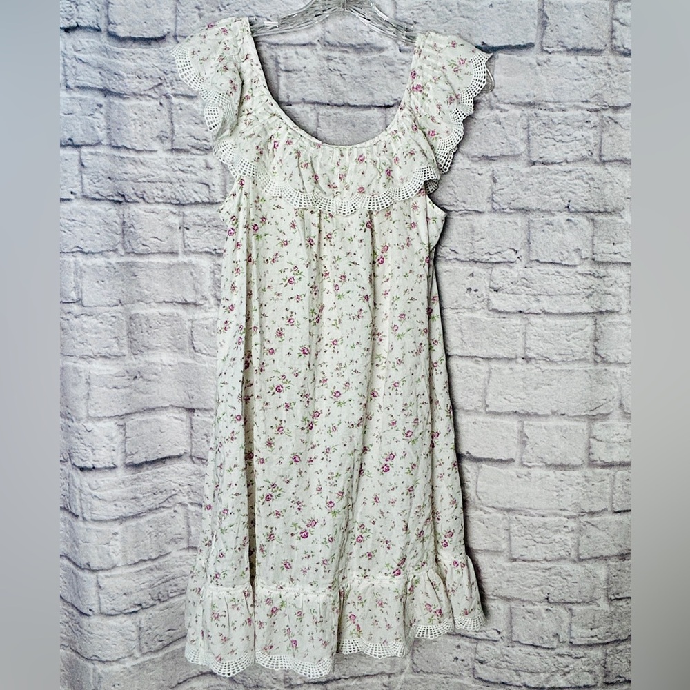 Rachel Ashwell Ditzy Floral Cotton Chic Cottage French Country Babydoll Chemise - Picture 4 of 7
